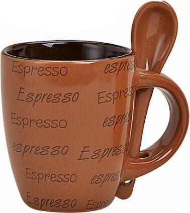 Actual product image Beanarella Espresso cup with spoon, ceramic, 7 cm, beige (50 ml)