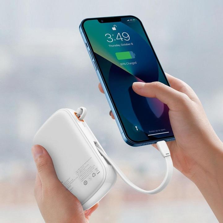 Actual product image Baseus Powerbank Qpow PRO with cable, 20000mAh, 20W (White) (20000 mAh, 76 Wh)