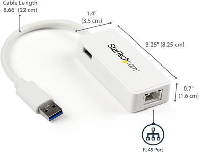 Actual product image StarTech GIGABIT USB 3.0 NIC - WHITE (USB, USB 3.0, RJ45 (1x), RJ45 Gigabit Ethernet (1x))