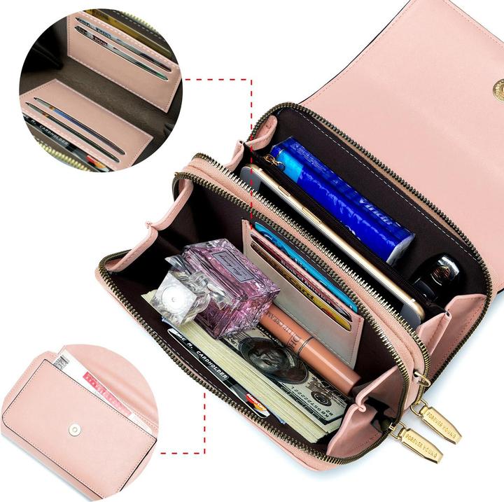 Produktbild Only-Bags.Store PU Leder Crossbody Umhängetasche Passport Handytasche mit Kartenschlitz Verstellbarer abnehmbarer