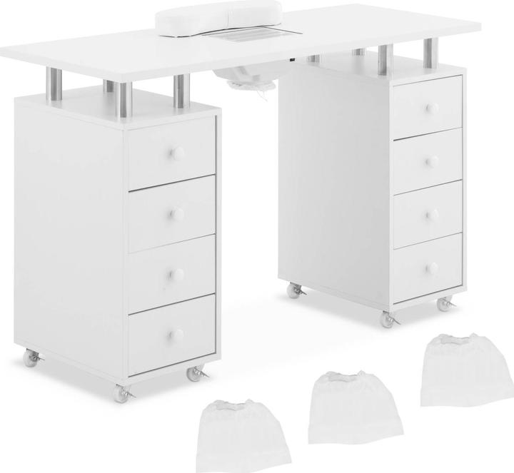 Physa Nageltisch Maniküretisch Nagelstudio-Tisch 8 Schubladen inkl. Handauflage Rollen