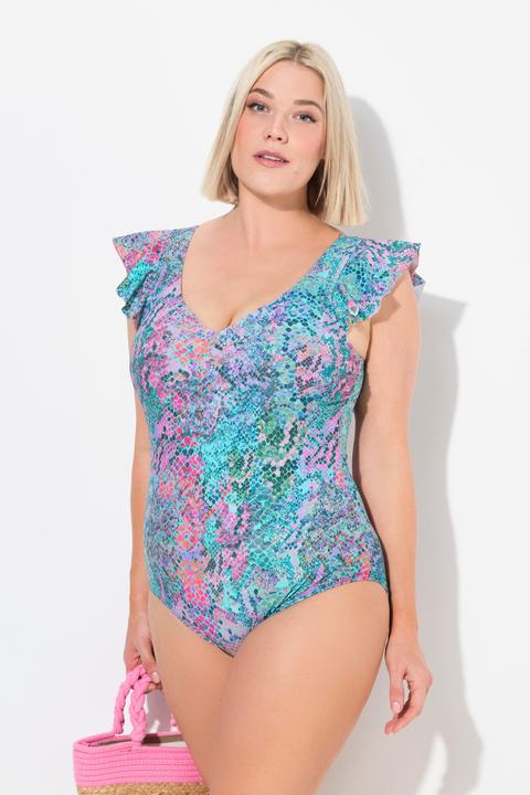 Produktbild Ulla Popken Badeanzug, Schlange, Volant, Flügelärmel, Softcups (62)