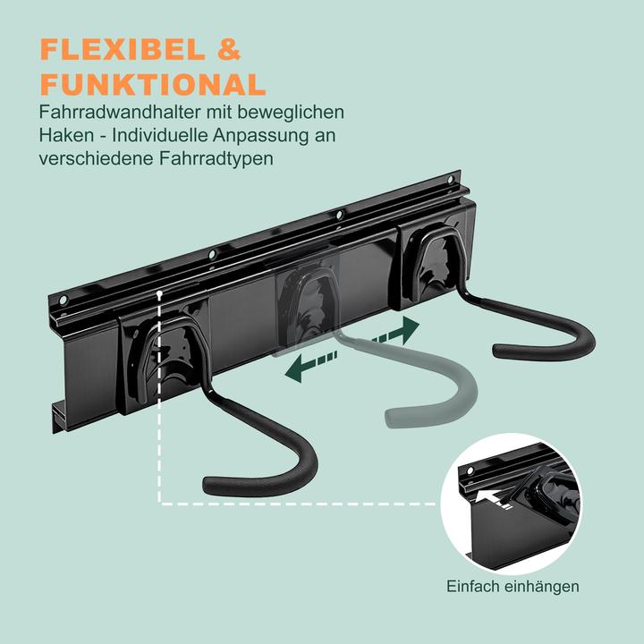 Actual product image Relaxdays Fahrrad Wandhalterung mit Schiene