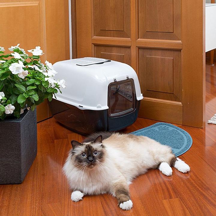 Actual product image Ferplast Cat House Toilet Prima Black (Cat litter tray open)