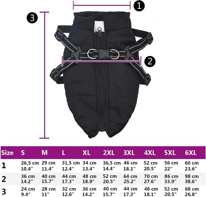 Actual product image vidaXL Dog coat harness Waterproof Reflective (28, Dog coat)