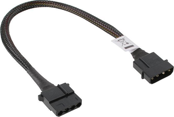 Image du produit Akasa Rallonge Molex 4 pins torsadée - 30cm black (30 cm, 4 broches Molex)