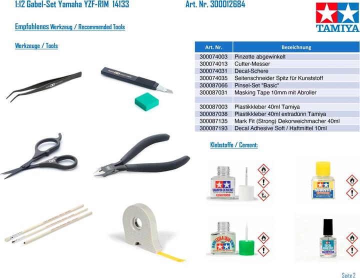 Actual product image Tamiya 1/12 Yamaha YZF-R1M Front Fork Set