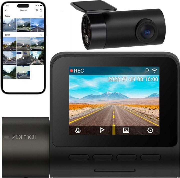 Actual product image 70mai A200 + RC11 (Built-in display, Rechargeable battery, Full HD)