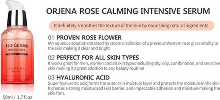 Actual product image Orjena Rose Calming Intensive Serum - Moisturizing, Soothing for All (30 ml)
