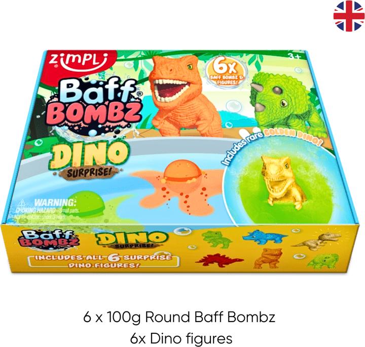 Actual product image Zimpli Kids 3x Baff Bombz Surprise Collectible Dinosaur Bath Bomb (Bath bombs)