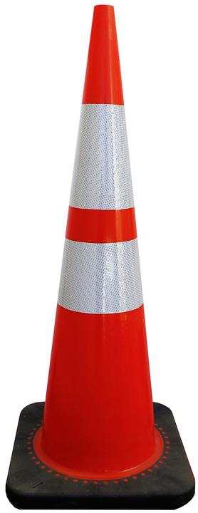 RS PRO Oranje Witte PVC-verkeerskegel, H 900 mm