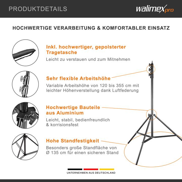 Actual product image Walimex pro pro lamp tripod AIR with air damping (355 cm, 8 kg)