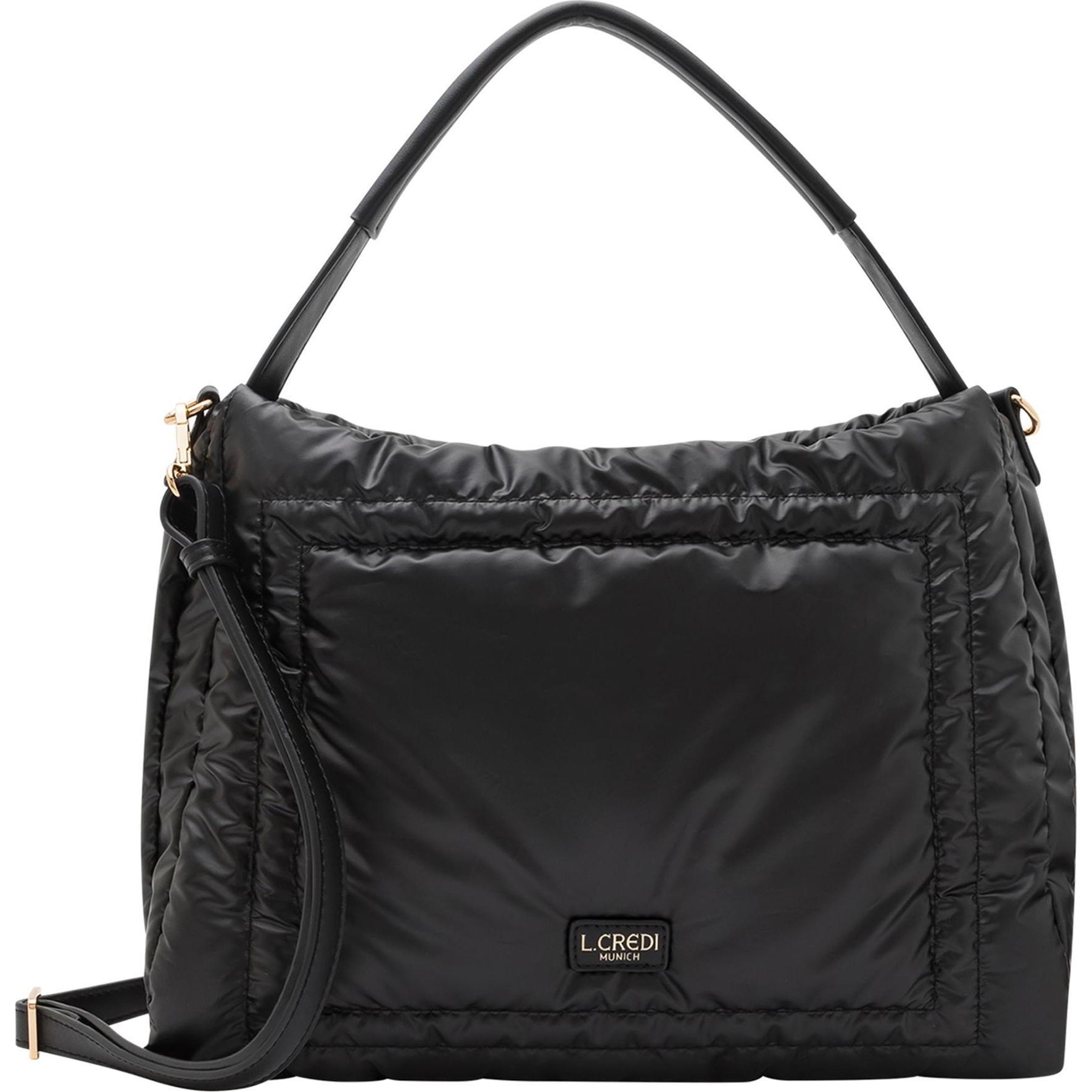 L.Credi, Handtasche, Odina Schultertasche 37 cm, Schwarz