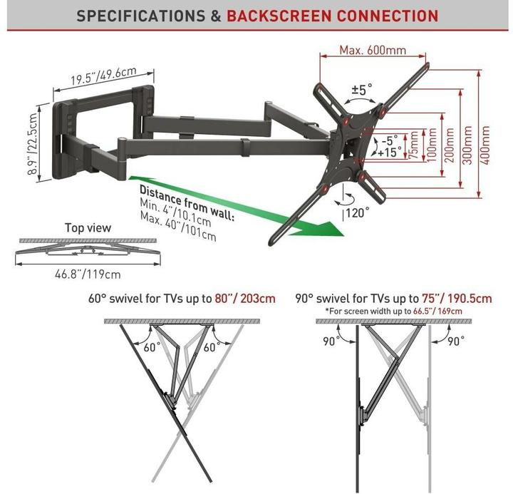 Immagine prodotto Barkan WH 464XL (Muro, 50 kg, 13" - 80")