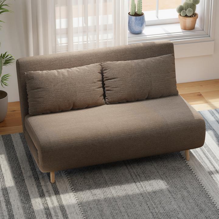 Produktbild Homcom Schlafsofa Polyester, Buchenholz Kaffee-Braun