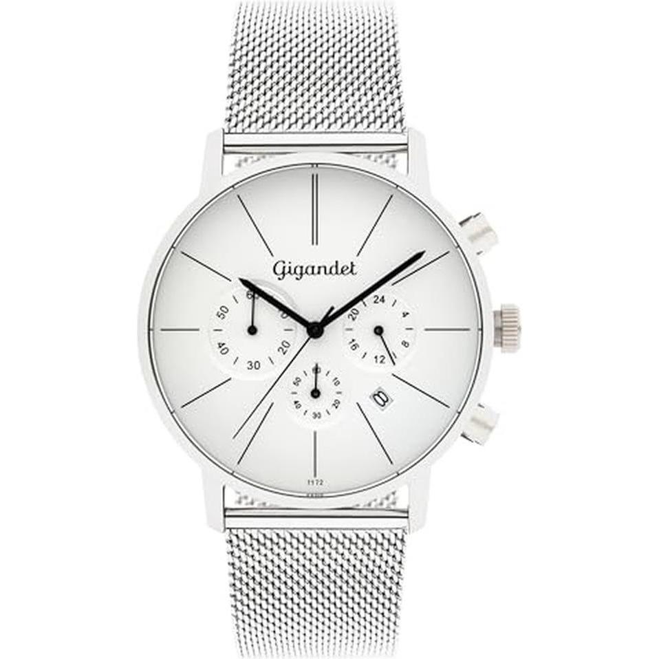 Gigandet, Orologio da polso, Elegante analoge Herrenuhr mit Chronograph, Datumsanzeige und 30 m wasserdicht, Argento, (Cronografo)
