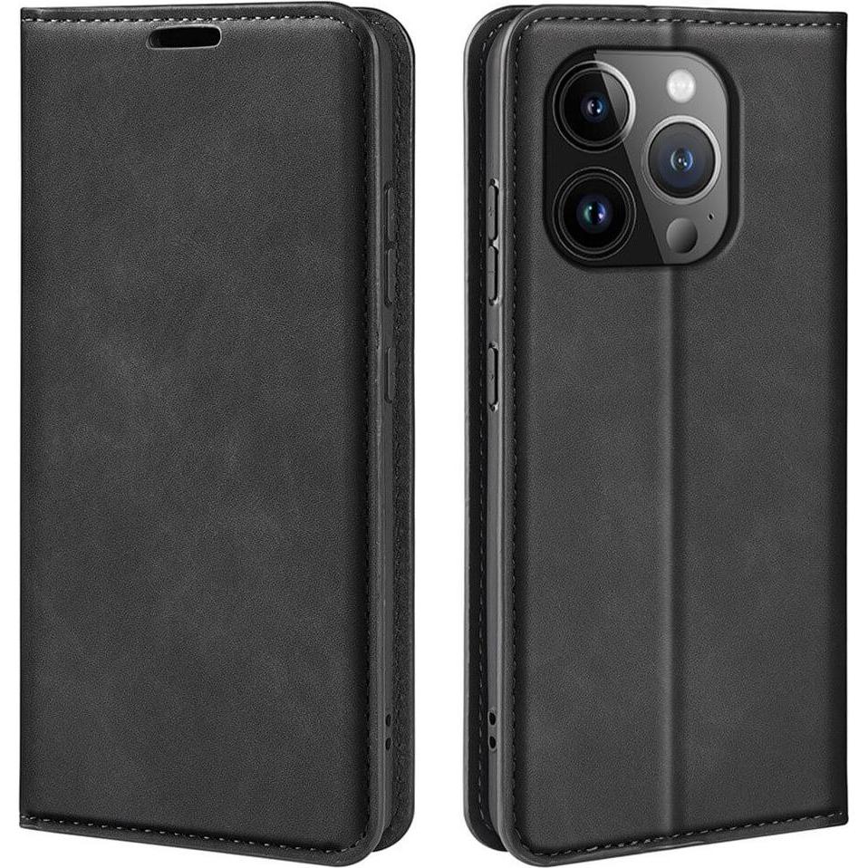 Cover-Discount iPhone 15 Pro - Stand Flip Case Hülle schwarz (Apple iPhone 15 Pro), Smartphone Hülle, Schwarz