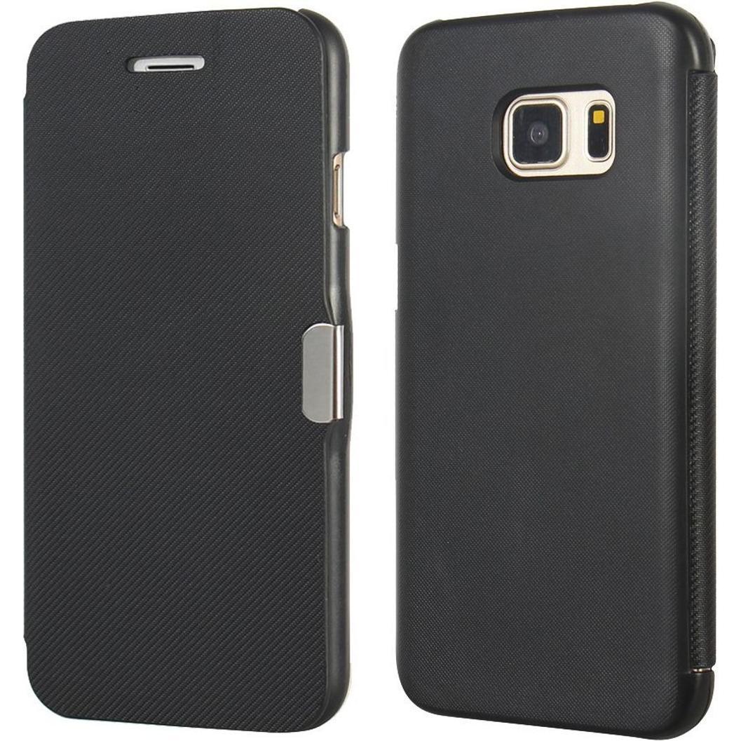 König Design Flip Cover Schutzhülle Handyhülle Bookstyle für Samsung Galaxy S6 Edge Schwarz (Samsung Galaxy S6 Edge), Sm...