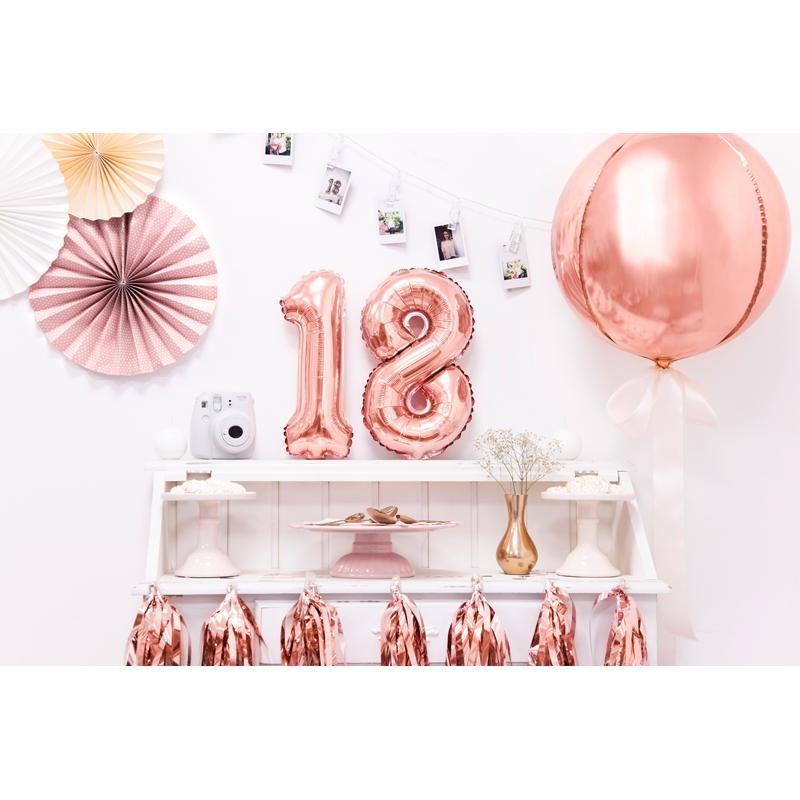 Thumbnail - Partydeco Zahlenballon Folie 8 Rose Gold 35-40 cm
