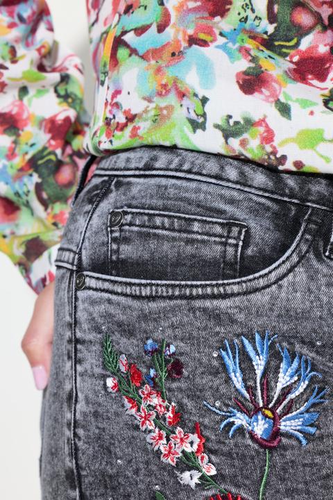 Image du produit Miamoda Jeans, Loose Fit, Blumen-Stickerei, 5-Pocket (52)