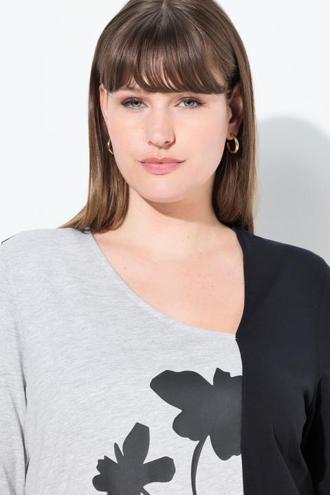 Produktbild Ulla Popken Shirt, Blüten, V-Ausschnitt, 3/4-Arm (50, 52)