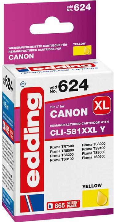Energie-Label Edding EDD-624 gelb Tintenpatrone ersetzt Canon CLI-581XXL Y (Y)