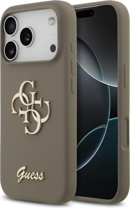 Produktbild Guess 4G Silicone Script Big Metal Logo Case für Apple iPhone 17 Pro - brown (Apple iPhone 17 Pro)