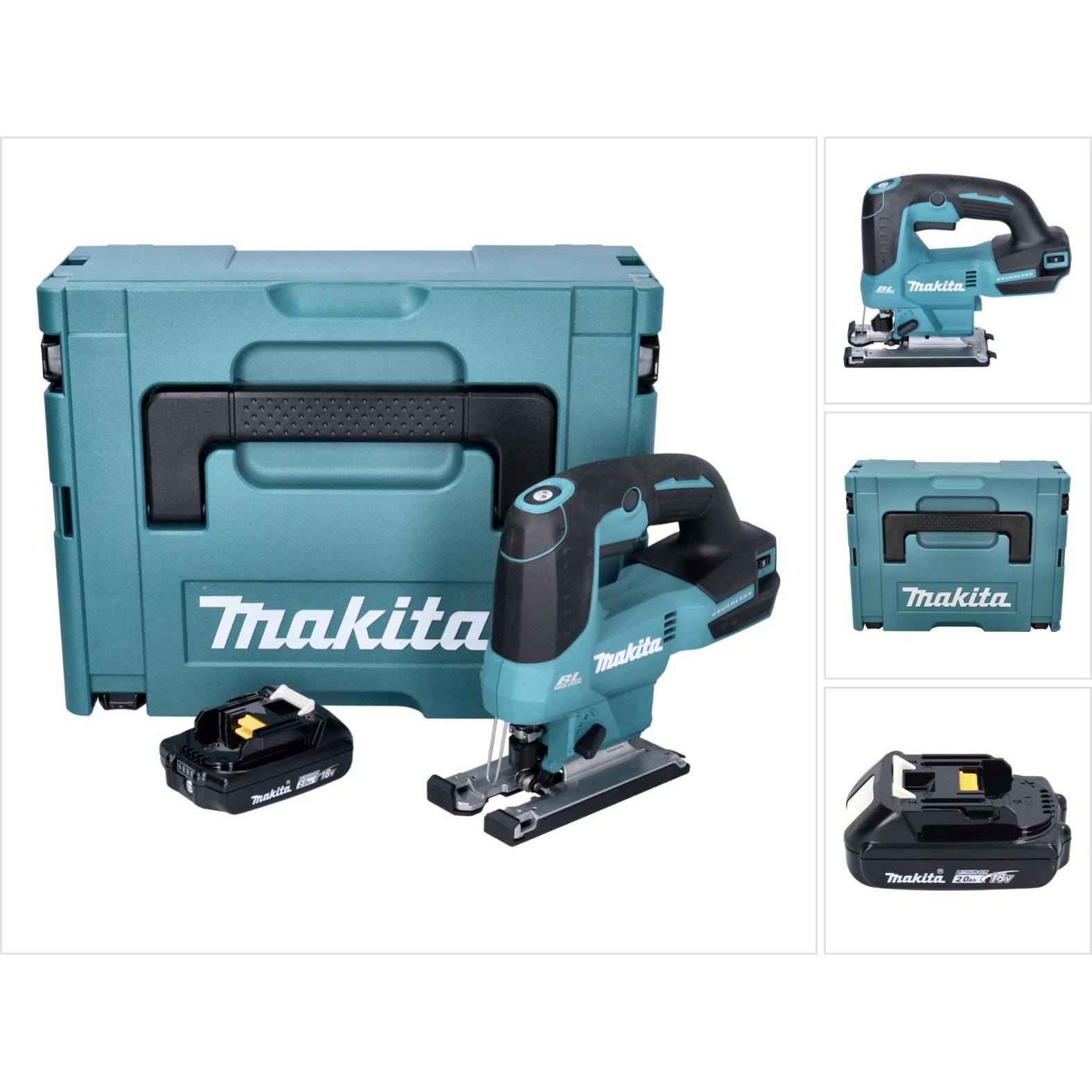Makita, Stichsäge, DJV 184 A1J Akku Pendelhub Stichsäge 18 V Brushless + 1x Akku 2,0 Ah + Makpac - ohne