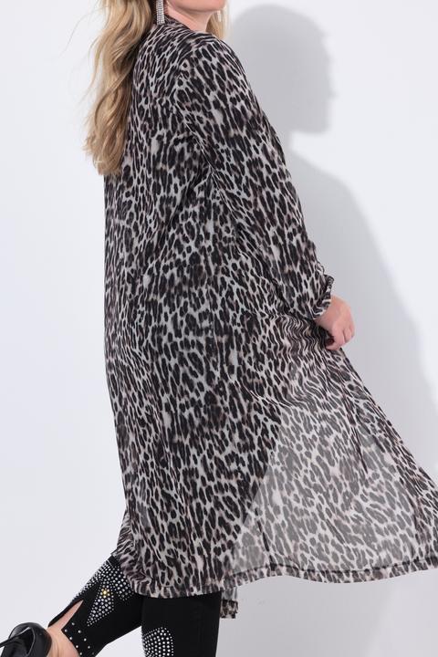 Produktbild Miamoda Mesh-Longjacke, transparent, Leomuster, offene Form (48)