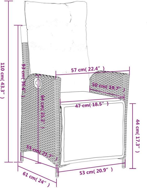 Produktbild vidaXL Gartensessel verstellbar