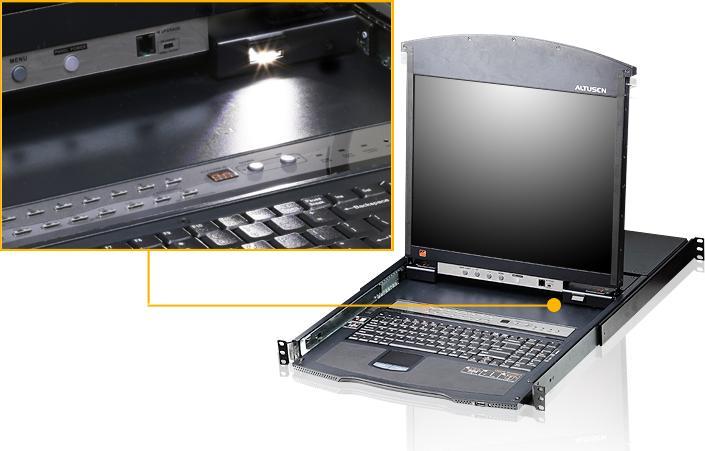 Produktbild Aten KL1516AM KVM-Switch, 43cm TFT, VGA, PS/2-USB über Kat 5, 16 Port, DE-Layout