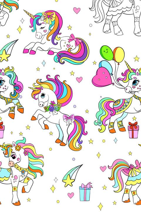 Pol Mak Einhorn Colourful Papiertischdecke 120x180 cm (180 x 120 cm)