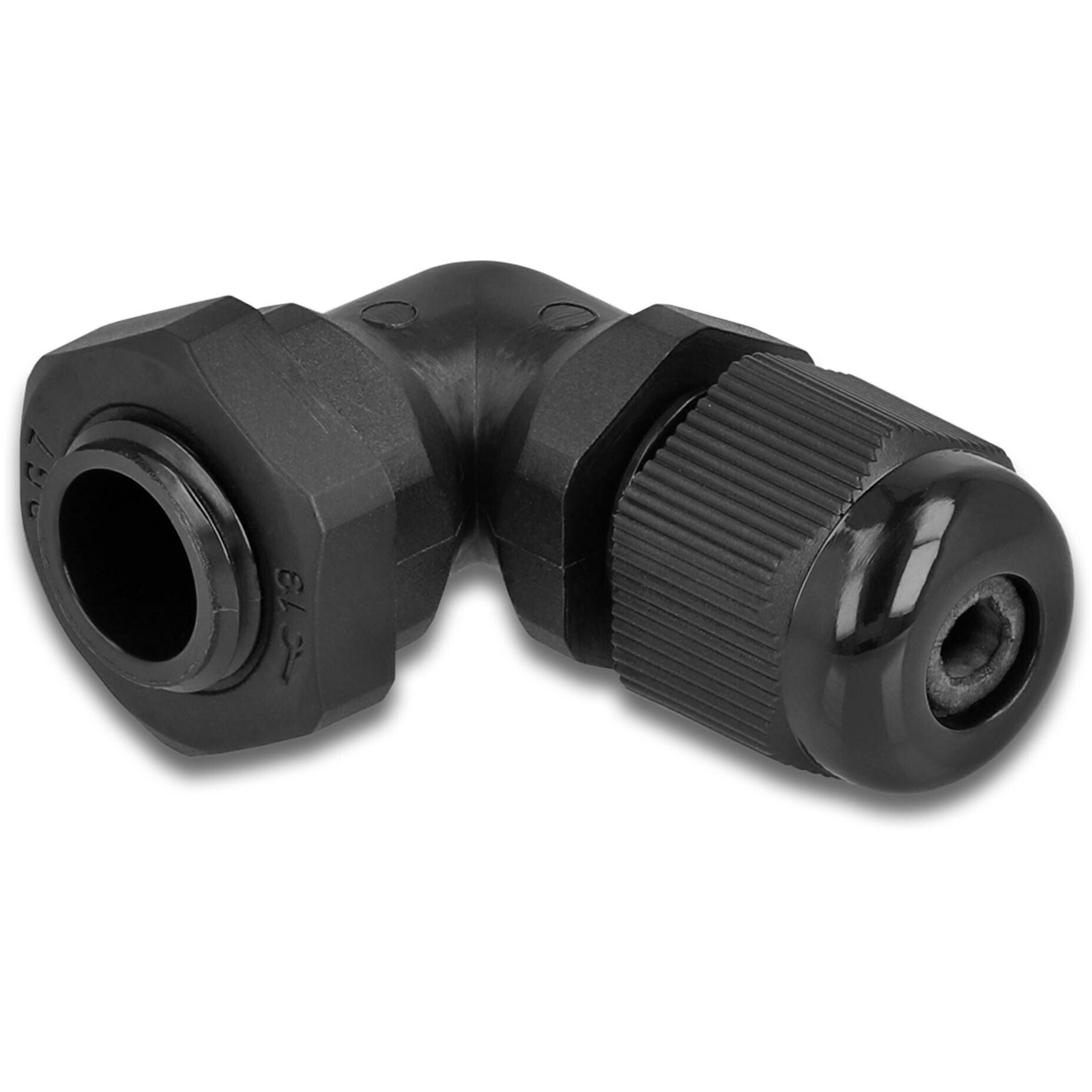 Delock, Kabelverbindung, Kabelverschraubung 90° gewinkelt PG7 schwarz