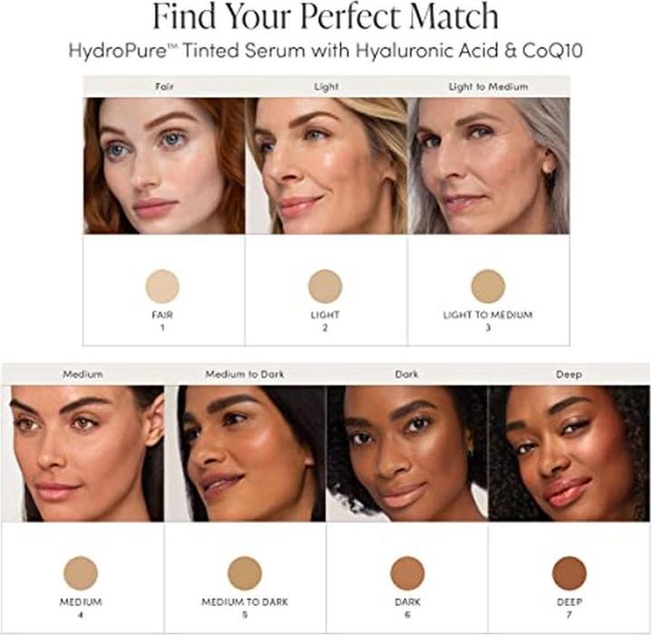 Actual product image Jane Iredale HydroPure Tinted Serum Hydrating Sheer-Coverage Formula with Hyaluronic Acid and CoQ10