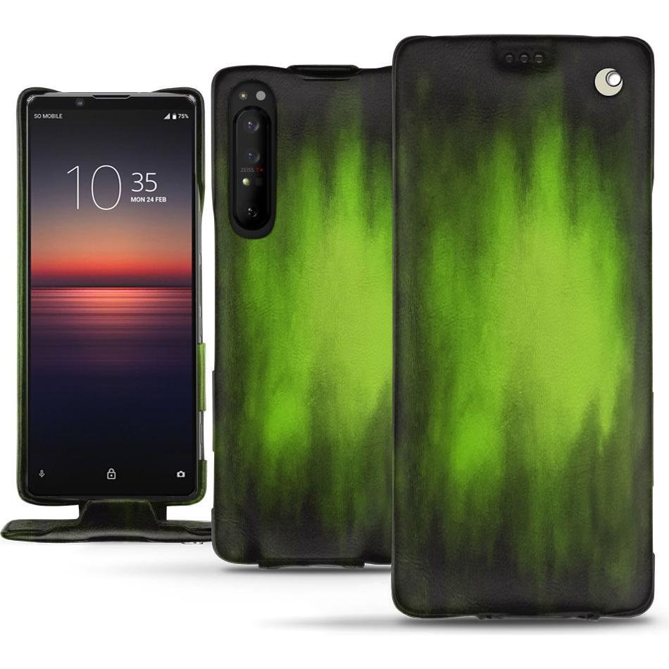 Noreve Lederschutzhülle vertikal (Sony Xperia 1 II), Smartphone Hülle, Grün