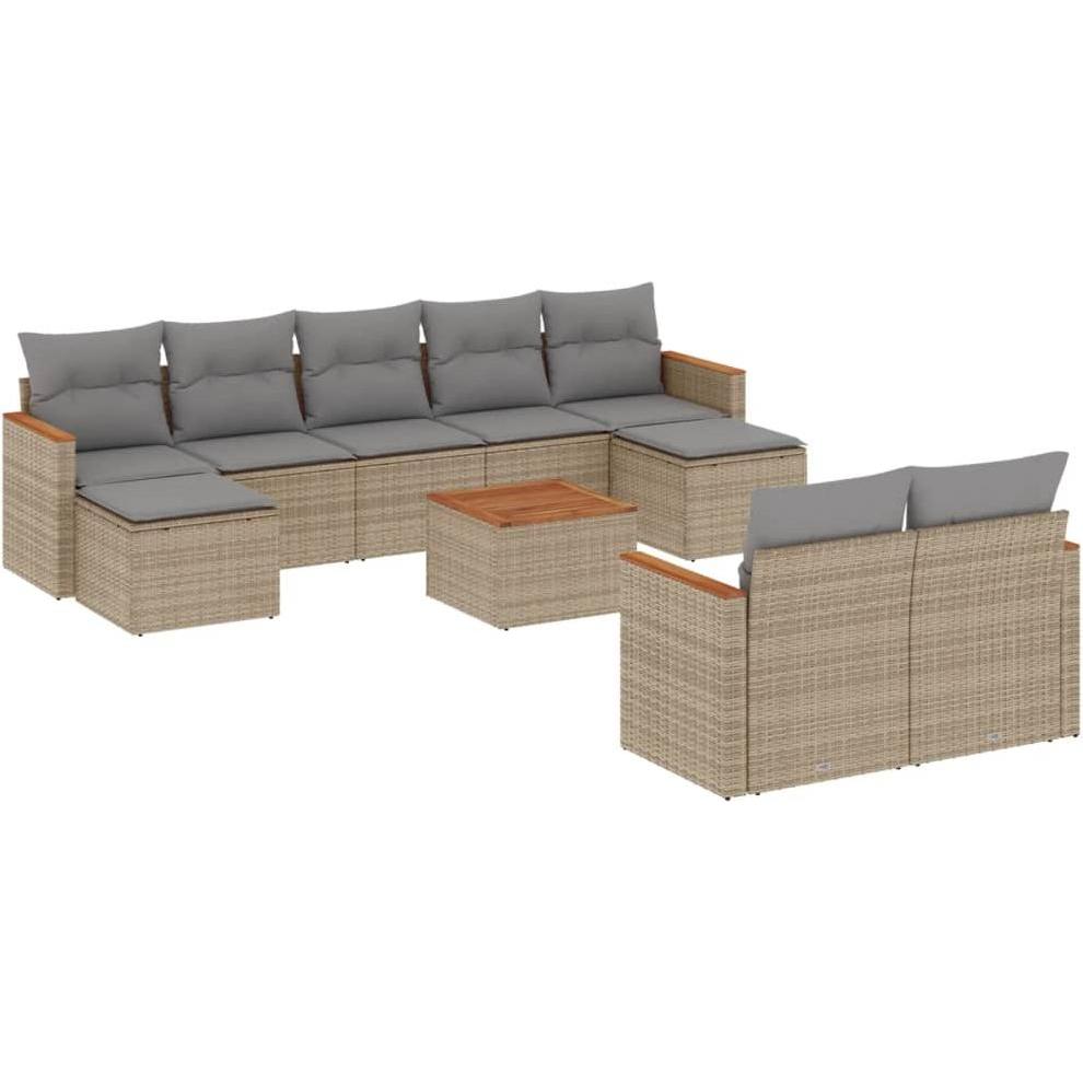 VidaXL, Gartenlounge, 10-tlg. Garten-Lounge-Set mit Kissen