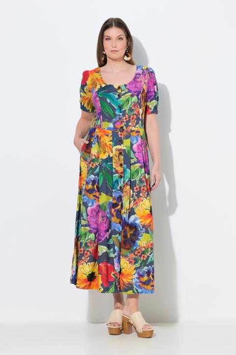 Actual product image Ulla Popken Button Down Short Sleeve Maxi Dress (56)