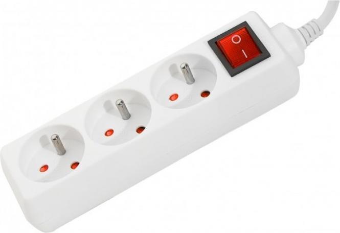 Image du produit Dexlan POWER STRIP-3 Outlets + Switch 4 meter cable Blanc (3x, 4 m)