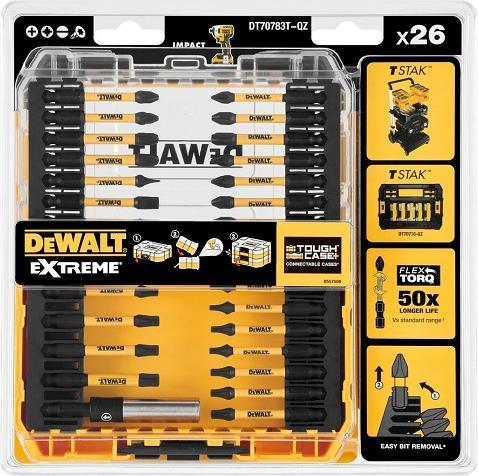 Immagine prodotto DeWalt Satz mit 26 Schlagbits 1/4", EXTREME FLEXTORQ, 57 mm, KLEINER ROBUSTER KOFFER+