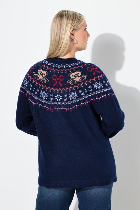 Produktbild Ulla Popken Weihnachtspullover, Norweger, Stehkragen, Langarm (50)