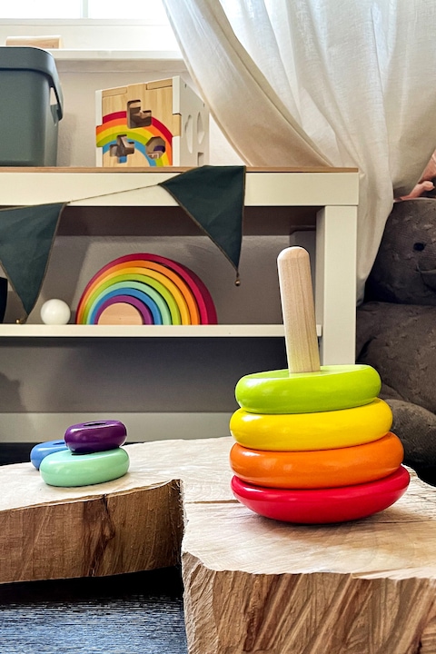 Actual product image small foot Stacking tower rainbow