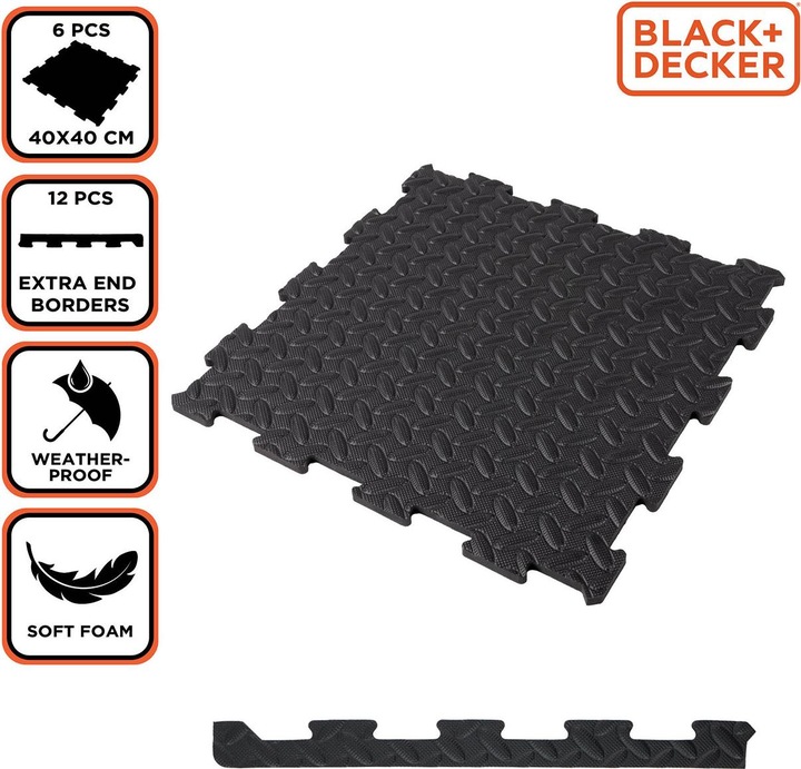 Produktbild Black & Decker Bodenmatten aus Schaumstoff, 12 StÃ¼ck (40 x 40 x 1 cm)