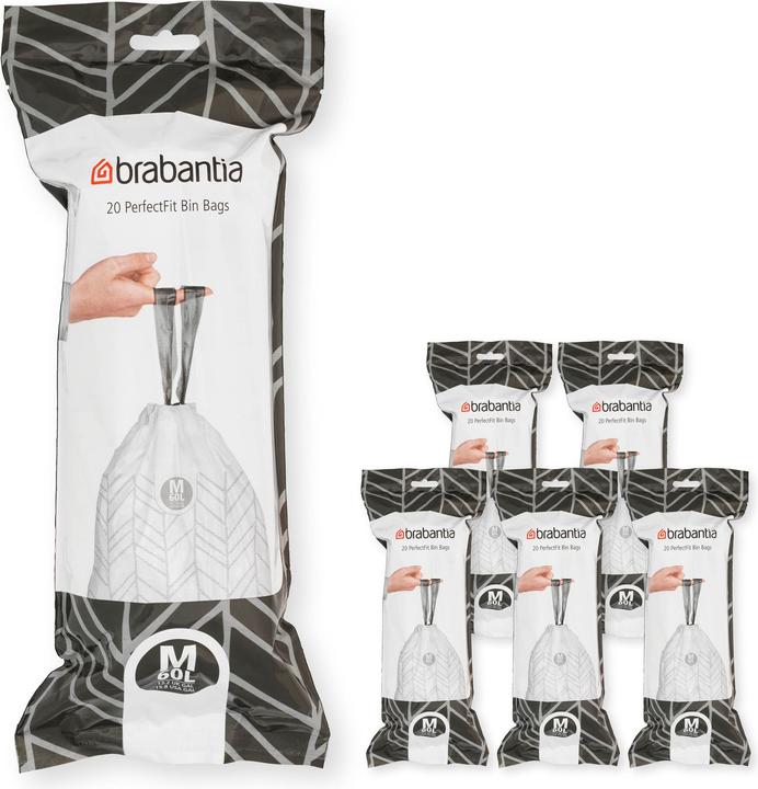 Actual product image Brabantia PerfectFit Vuilniszakken - 60 l - Code M - 6 rolls x 20 stuks (120x, 60 l)