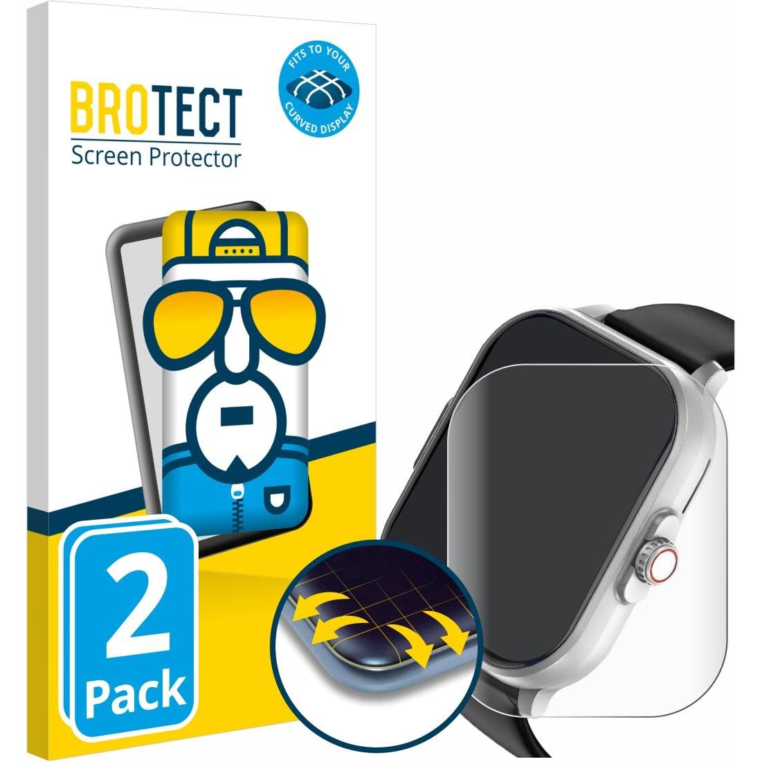 BROTECT Fullscreen Schutzfolie Displayschutz Folie Klar Transparent, Smartwatch Schutzfolie, Transparent