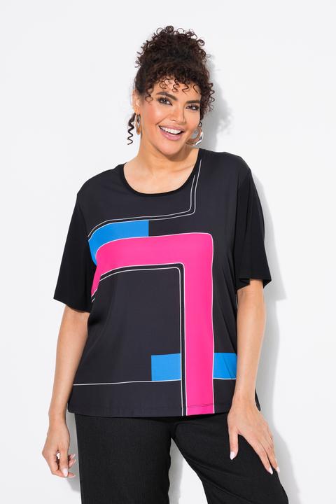 Produktbild Ulla Popken Shirt, Satinfront, Classic, Rundhals, Halbarm (62)