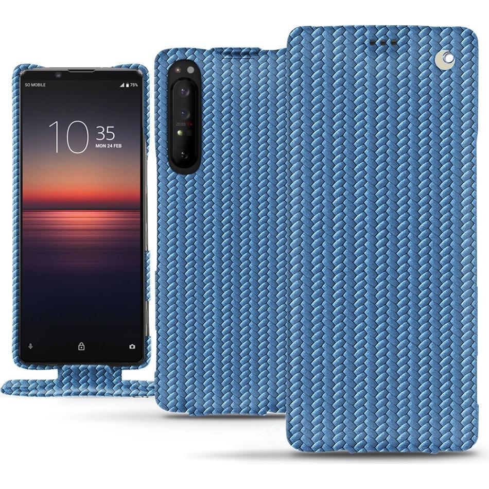 Noreve Lederschutzhülle vertikal (Sony Xperia 1 II), Smartphone Hülle, Blau