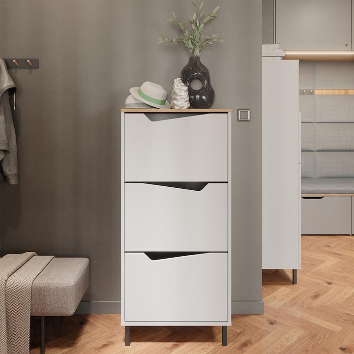 Produktbild Vicco Schuhkipper Marelle, Weiss/Artisan, 60 x 129.5 cm mit 3 Fächern (60 x 38 x 129.50 cm)