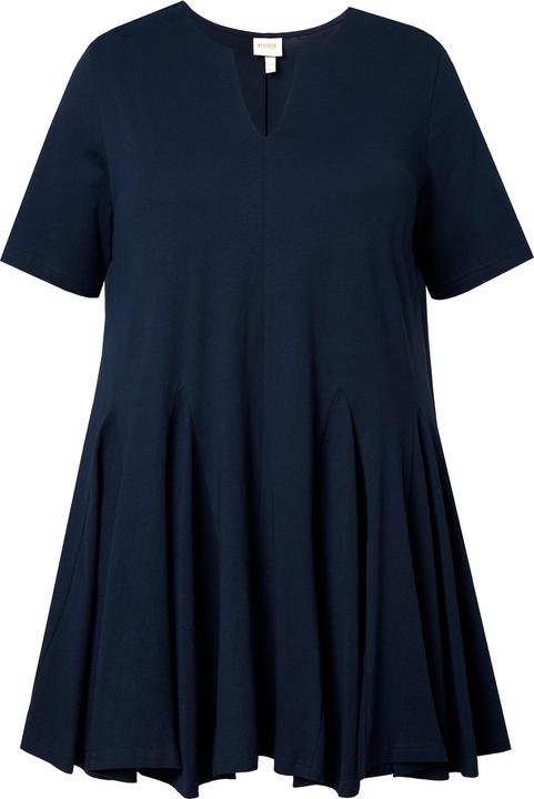 Immagine prodotto Ulla Popken T-shirt di cotone biologico con taglio svasato, scollo a tunica e mezze maniche (42, 44)