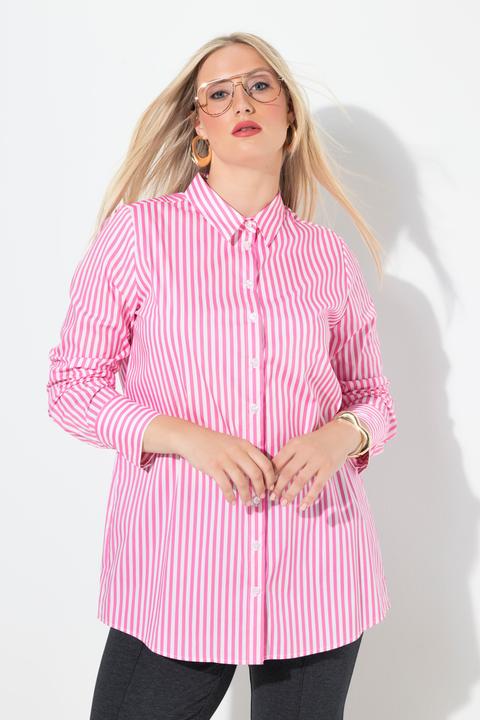 Immagine prodotto Ulla Popken Blusa elasticizzata con righe, collo da camicia e maniche lunghe (58)