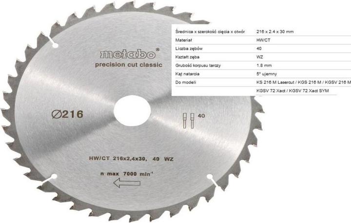 Productafbeelding Metabo Cirkelzaagblad HW/CT